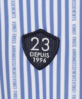 23区GOLF 【MEN】ロゴストライププリント 長袖シャツ サックスブルー系2