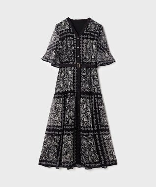 GRACE CONTINENTAL ペイズリーカレイドプリントワンピース ブラック