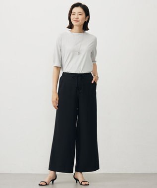 J.PRESS LADIES L 【洗える・吸水速乾・接触冷感・セットアップ対応】Light ジョーゼット ワイド パンツ ブラック系