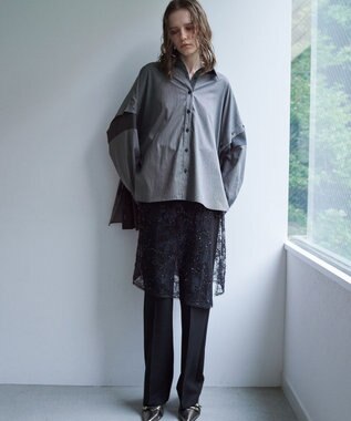 YECCA VECCA ストレッチセンターシームフレアパンツ Black