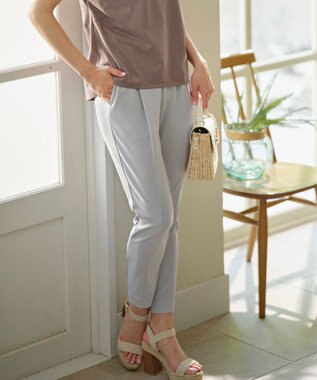 組曲 【接触冷感・吸湿冷感・UVカット】スタイルアップジャージー パンツ ブルーグレー系