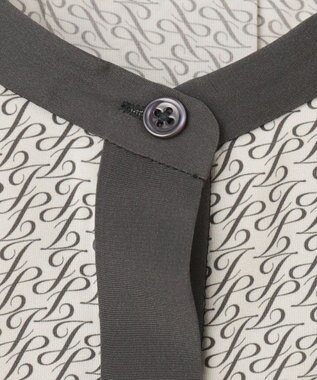 自由区 S 【セットアップ対応・洗える】モノグラムプリント ブラウス ベージュ×スレート