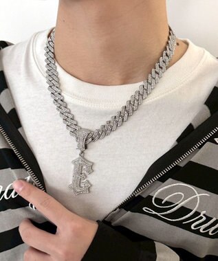 WEGO Mモチーフラインストーンネックレス