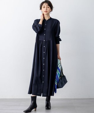 23区 L 【洗える】TWビエラ ブザム ワンピース ネイビー系