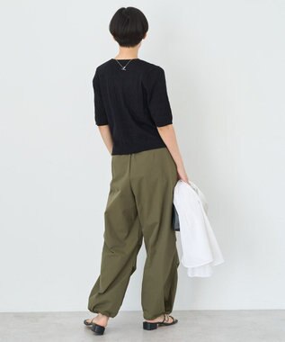 AMERICAN HOLIC ケーブル５分袖ニットプルオーバー Black