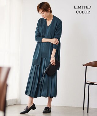 ICB 【洗える】コンパクトウール カーディガン ダルブルー系［WEB限定］