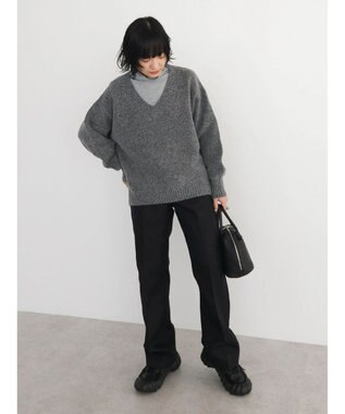 Green Parks ＭｉｘカラーＶネックニットプルオーバー Charcoal Gray