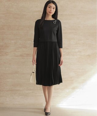 組曲 【KUMIKYOKU NAVY】ジャージーコンビプリーツ ワンピース ブラック系