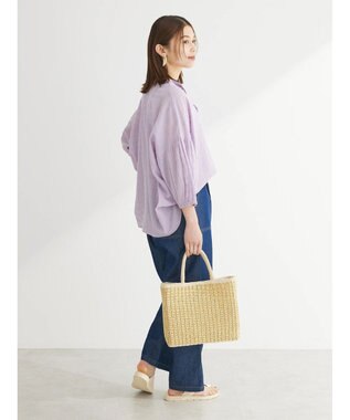 Green Parks インド綿 SET２点 刺繍７分丈ブラウス＋タンクトップ Purple