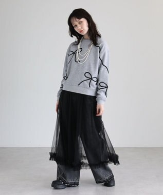 Green Parks ・ＳＵＧＡＲ　ＳＰＯＯＮ　タックデニムワイドパンツ Black