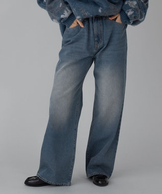 WEGO 【ユニセックス着用ITEM/ウエスト調整可】ストレートデニムパンツ デニム中濃加工色