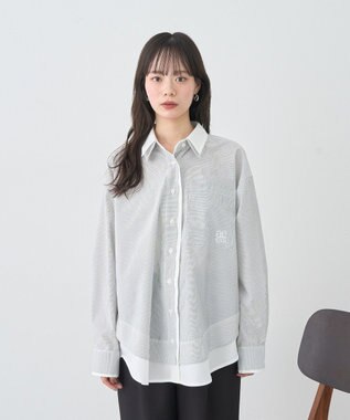 earth music&ecology レイヤードストライプシャツ Off White