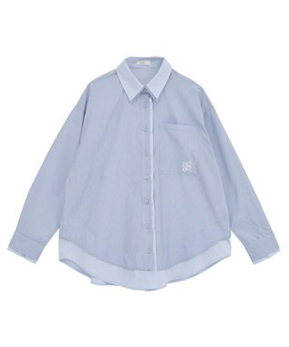 earth music&ecology レイヤードストライプシャツ Sax