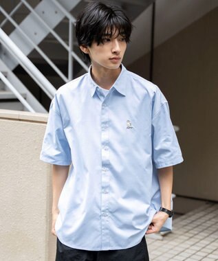 WEGO 【シワになりにくい】イージーケアオックスフォードワンポイントシャツ（S） サックス