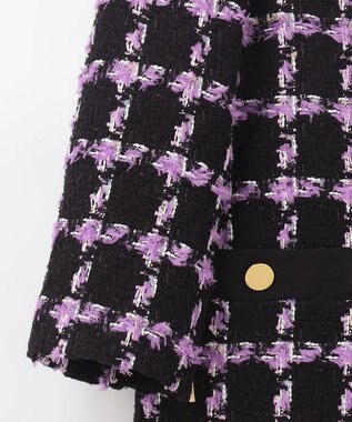 GRACE CONTINENTAL フェザーチェックツイードコート パープル