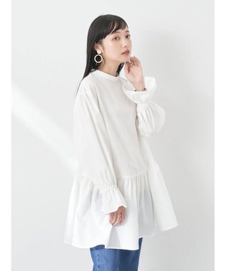 earth music&ecology ＳＥＴ２点Ｖネックベスト＋スタンドカラーチュニック Ivory