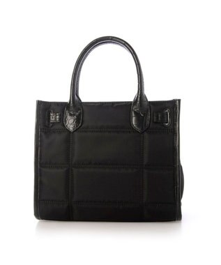 UNBILLION ペルケ perche / ナイロンキルト×クロコ型押し牛革2wayトートバッグS ブラック