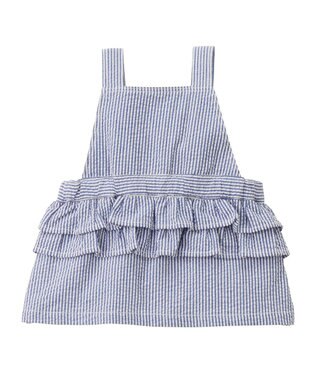 MIKI HOUSE HOT BISCUITS ストライプ柄 ジャンパースカート＆ワンポイント半袖Tシャツギフトセット【BOX付き】 黄