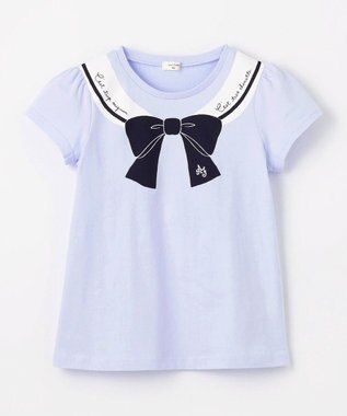 ANY KIDS 【WEB限定】7days プリント 半袖 Tシャツ サックスブルー×リボン