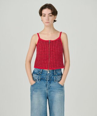 GRACE CONTINENTAL ツイードニットキャミ レッド