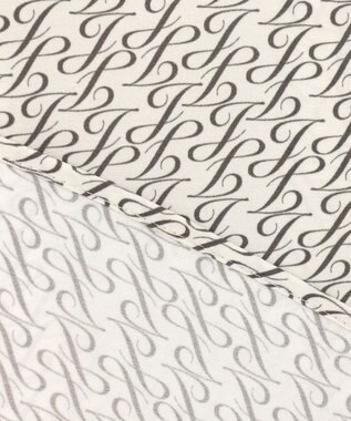 自由区 【セットアップ対応・洗える】モノグラムプリント ブラウス ベージュ×スレート