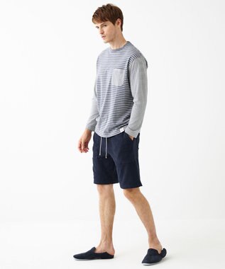 JOSEPH ABBOUD MOUNTAIN 【SPACE／UNISEX】OGコットンボーダークレイジー  カットソー ダルブルー系2