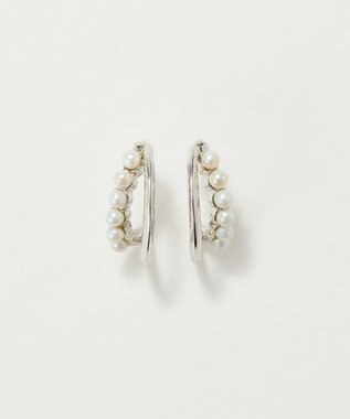 Phoebe 〈アレルギー対応〉プチパールダブルフープセラミックピアス　シルバー シルバー