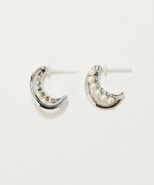 Phoebe 〈アレルギー対応〉プチパールダブルフープセラミックピアス　シルバー シルバー