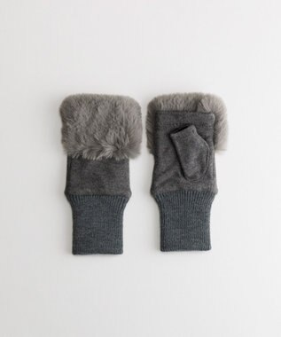 ORuKuBET  フェイクファー付きフィンガーレスグローブ(WOMEN) グレー