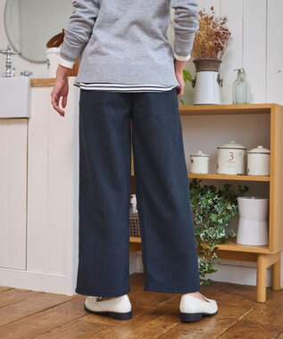 WEGO 【WEB限定/25年秋冬新作/ウエストゴム】裏ベロアワイドイージーパンツ ブラック中濃色