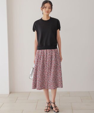 組曲 L 【先行予約・WEB限定】フラワーガーデンプリント スカート ベージュピンク系5