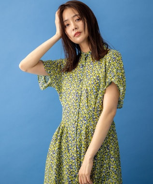 ♡ パワーネットフラワープリントワンピース フラワープリントカシュクールワンピース／接触冷感（マキシ丈/ロング