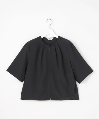 J.PRESS LADIES S 【季節の変わり目に】アキハ BREEZE COOL ノーカラー ブルゾン スレート系