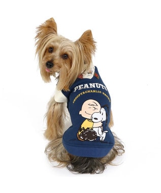 PET PARADISE スヌーピー 重ね着風トレーナー《ハグ柄》 小型犬 ネイビー