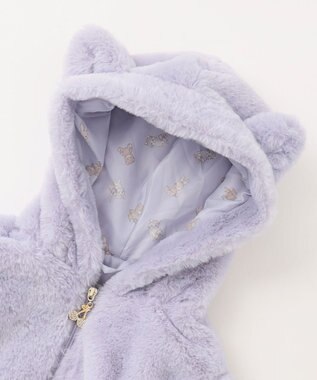 ANY KIDS アニマル耳ボアブルゾン サックスブルー×ネコ耳