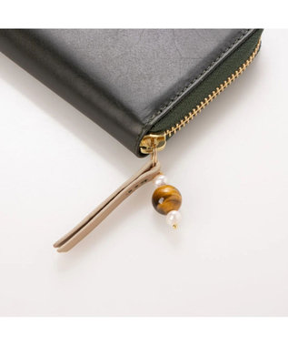 UNBILLION perche ジェムストーンチャームラウンド長財布 グリーン