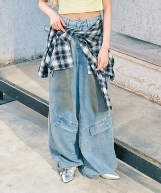 WEGO ウエストクロスワイドデニム デニム