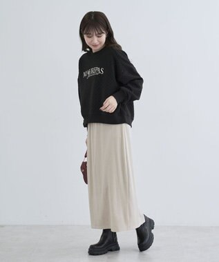 Green Parks ショート丈キルトロゴプルオーバー Black