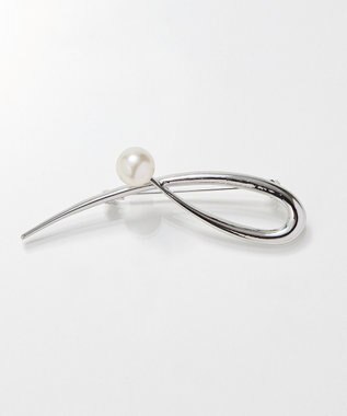 Phoebe 2wayスタイリッシュクロスカーブパールブローチネックレス　シルバー シルバー
