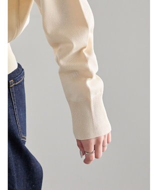 Te chichi 金釦ポケット付きクルーカーディガン ベージュ