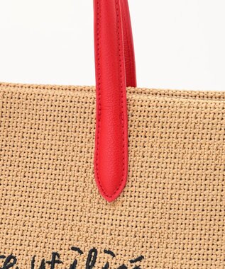 ANY ワイドフェイクラフィアトートバッグ レッド