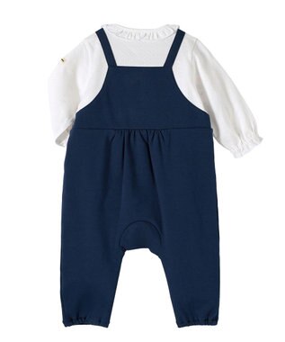 MIKI HOUSE HOT BISCUITS 【70-80cm】オーバーオール重ね着風 カバーオール 紺