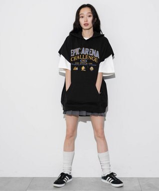 WEGO 【ユニセックス着用ITEM/手洗い可】ロゴノースリーブパーカー ブラック