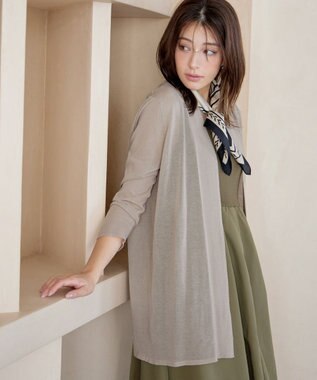 Tiaclasse L ロングトッパーカーディガン グレー