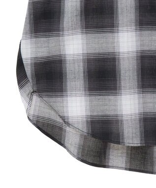 Green Parks 綿麻混フレンチスリーブスキッパーシャツ Check