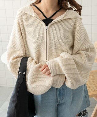  ダブルジップニットパーカー