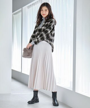 ANY 【10色展開/ウエストゴム】ウーリッシュフラノ プリーツスカート エクリュ