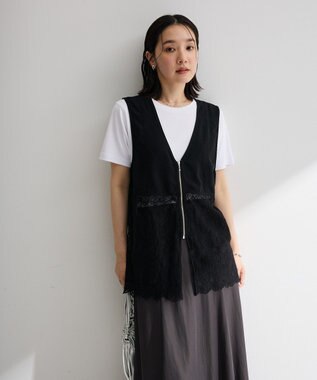 Green Parks レースドッキングＺＩＰベスト Black