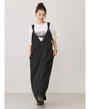 AMERICAN HOLIC 両ＶネックＩラインワンピース Black