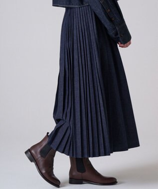 Ripo trenta anni 【ブランド人気】PLEATS RELAX LONG SK プリーツデニムスカート INDIGO
